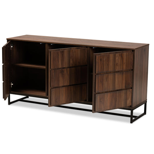 Baxton Studio - Neil Sideboard in Walnut Brown/Black - MPC8009-Walnut-Sideboard view 2