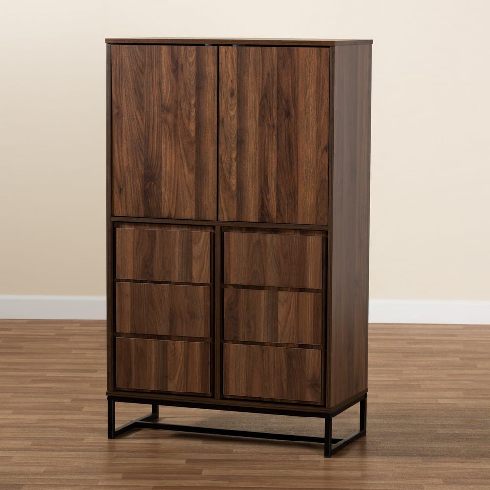 Baxton Studio - Neil Storage Cabinet in Walnut Brown/Black - MPC8010-Walnut-Cabinet view 8