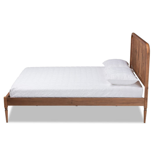 Baxton Studio - Neilan Queen Size Bed in Walnut Brown - MG0058-Walnut-Queen view 2