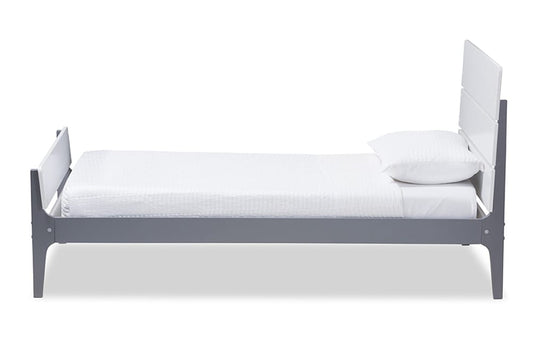 Baxton Studio - Nereida Twin Size Bed - HT1703-White/Grey-Twin view 2