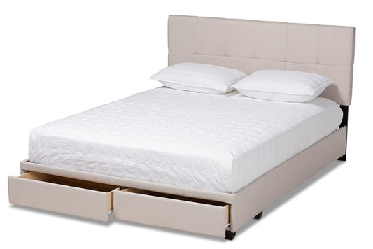 Baxton Studio - Netti King Size Bed - Netti-Beige-King view 2