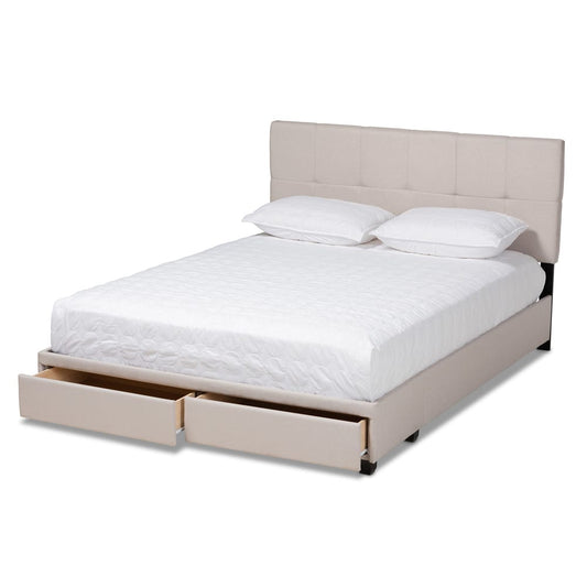 Baxton Studio - Netti Queen Size Bed in Beige/Black - Netti-Beige-Queen view 2