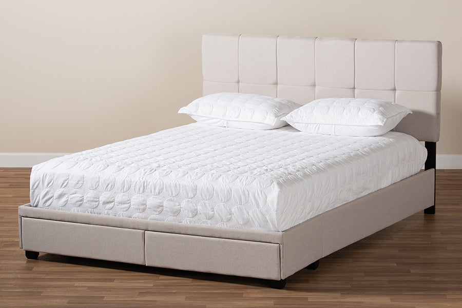 Baxton Studio - Netti Queen Size Bed in Beige/Black - Netti-Beige-Queen view 10