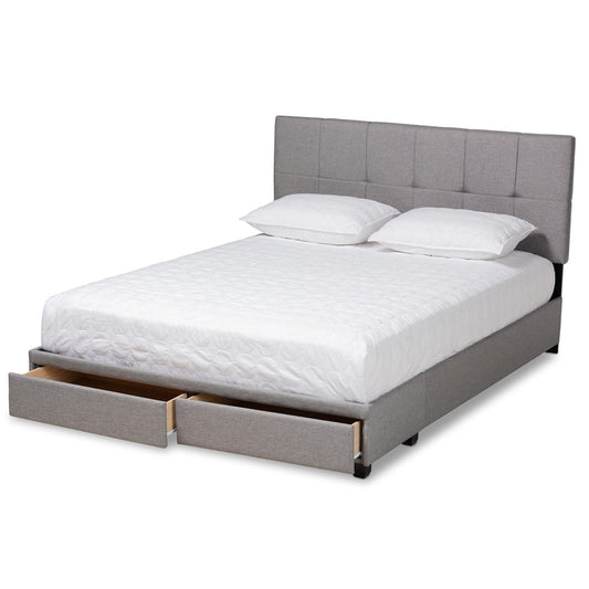 Baxton Studio - Netti Queen Size Bed in Light Grey/Black - Netti-Grey-Queen view 2