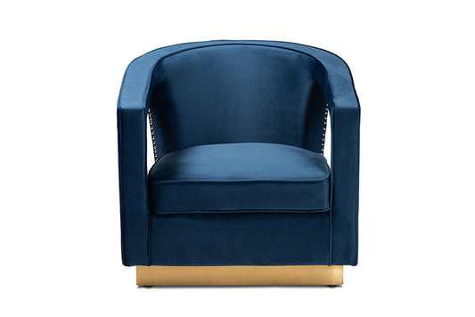 Baxton Studio - Neville Chair - TSF-6743-Navy Velvet/Gold-CC view 2