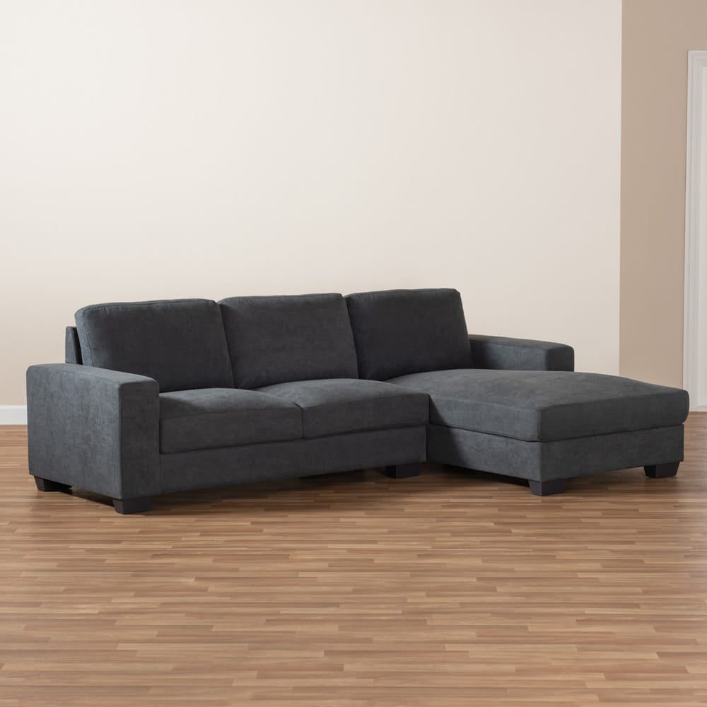 Baxton Studio - Nevin Sectional Sofa in Dark Grey - J099S-Dark Grey-RFC view 5