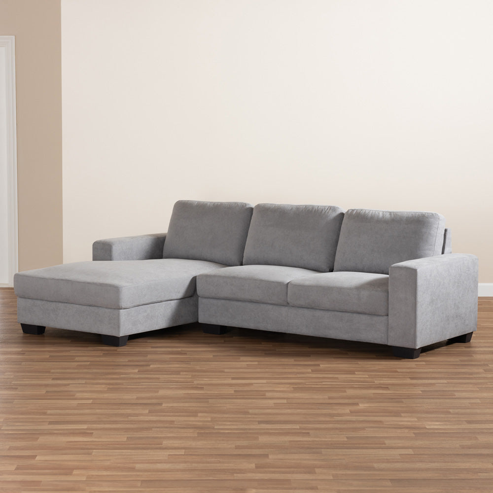 Baxton Studio - Nevin Sectional Sofa in Light Grey - J099S-Light Grey-LFC view 5