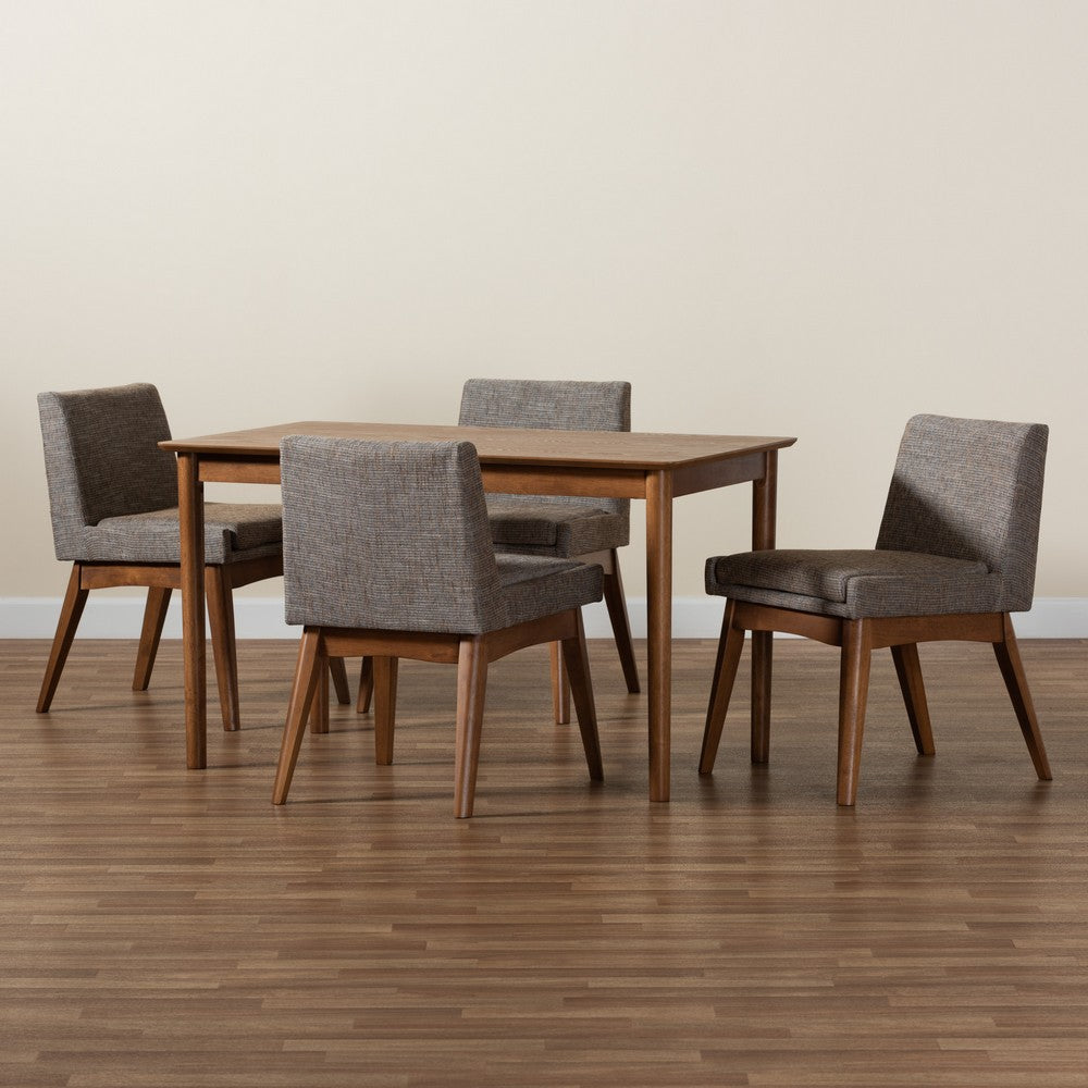 Baxton Studio - Nexus Dining Set in Grey/Brown/Walnut Brown - BBT5280-Gravel/Walnut-5PC Dining Set view 8