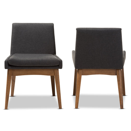 Baxton Studio - Nexus Set of 2 Dining Chairs in Dark Grey/"Walnut" Brown - BBT5280-Dark Grey-H1217-20 view 2
