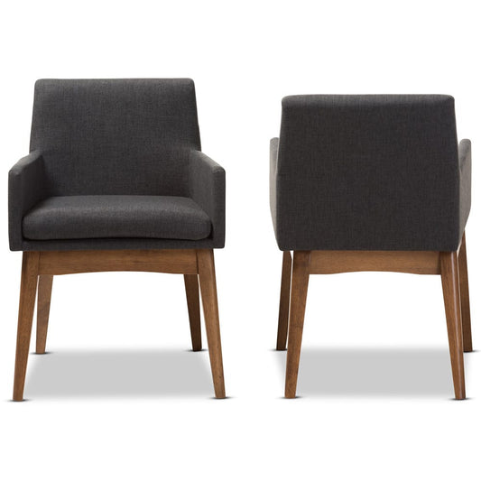 Baxton Studio - Nexus Set of 2 Dining Chairs in Dark Grey/"Walnut" Brown - BBT5281-Dark Grey-H1217-20 view 2