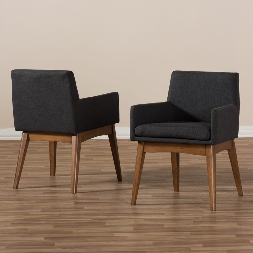Baxton Studio - Nexus Set of 2 Dining Chairs in Dark Grey/"Walnut" Brown - BBT5281-Dark Grey-H1217-20 view 6