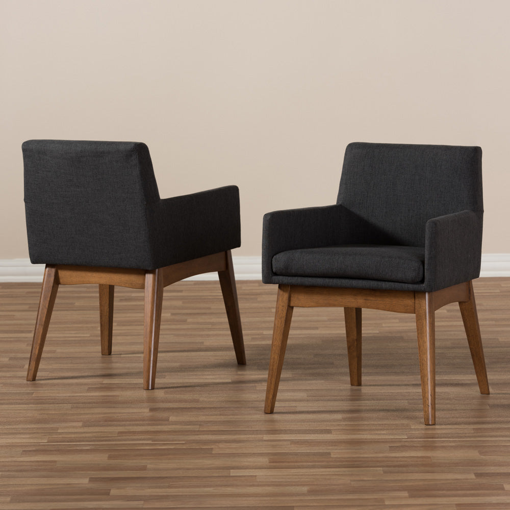 Baxton Studio - Nexus Set of 2 Dining Chairs in Dark Grey/"Walnut" Brown - BBT5281-Dark Grey-H1217-20 view 6