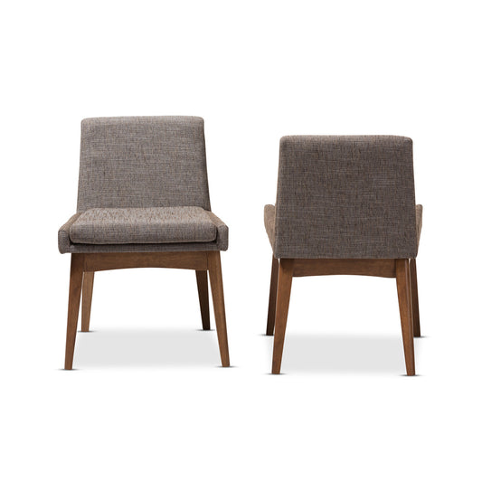 Baxton Studio - Nexus Set of 2 Dining Chairs in "Gravel" Multi Color/"Walnut" Brown - BBT5280-Gravel-DC-TH1308 view 2