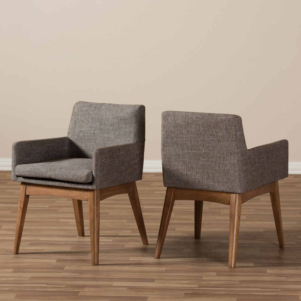 Baxton Studio - Nexus Set of 2 Living Room Chairs in "Gravel" Multi Color/"Walnut" Brown - BBT5281-Gravel-CC-TH1308 view 7