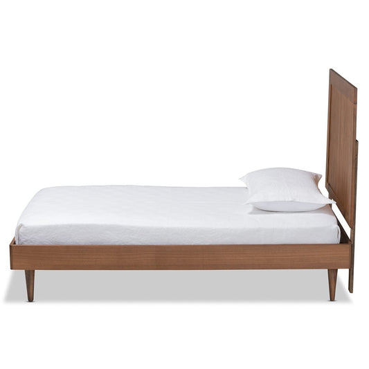 Baxton Studio - Nicola Twin Size Bed in Ash Walnut - Nicola-Ash Walnut-Twin view 2