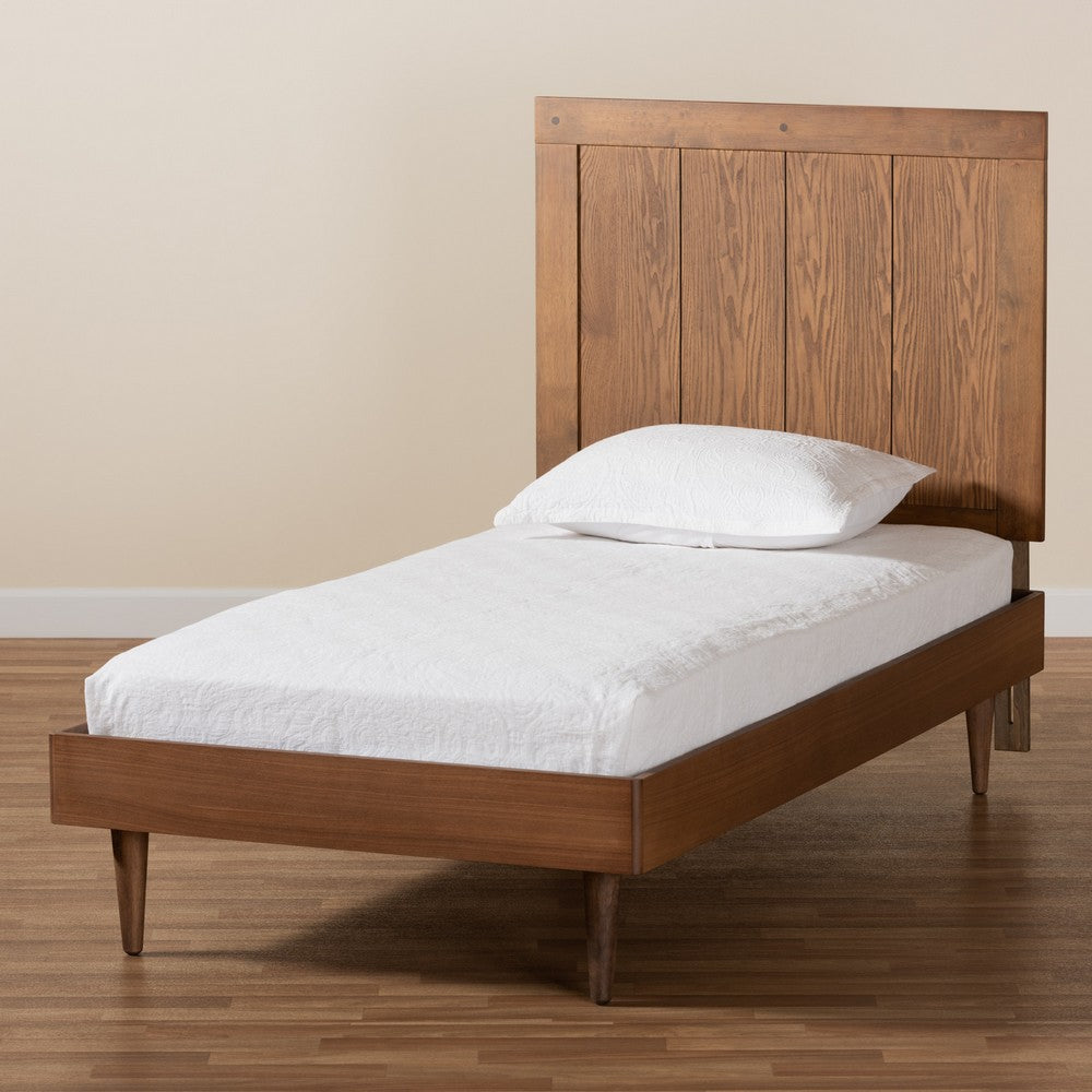 Baxton Studio - Nicola Twin Size Bed in Ash Walnut - Nicola-Ash Walnut-Twin view 7