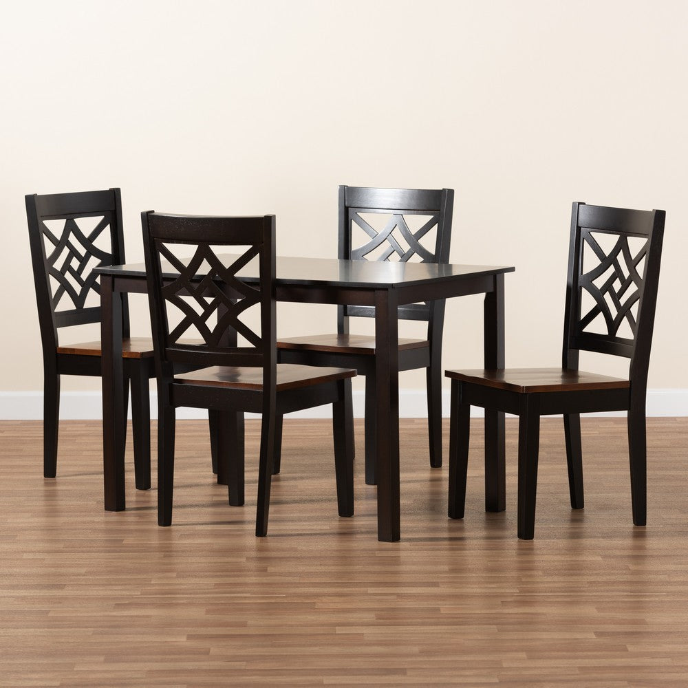 Baxton Studio - Nicolette Dining Set in Dark Brown/Walnut Brown - RH340C-Dark Brown/Walnut-5PC Dining Set view 8