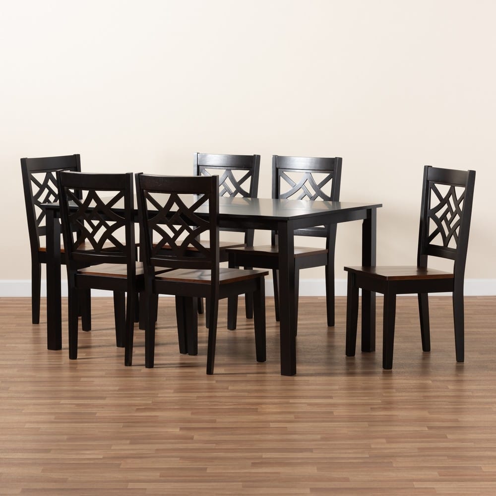 Baxton Studio - Nicolette Dining Set in Dark Brown/Walnut Brown - RH340C-Dark Brown/Walnut-7PC Dining Set view 8