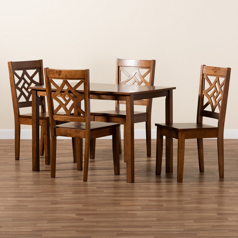 Baxton Studio - Nicolette Dining Set in Walnut Brown - RH340C-Walnut-5PC Dining Set view 8