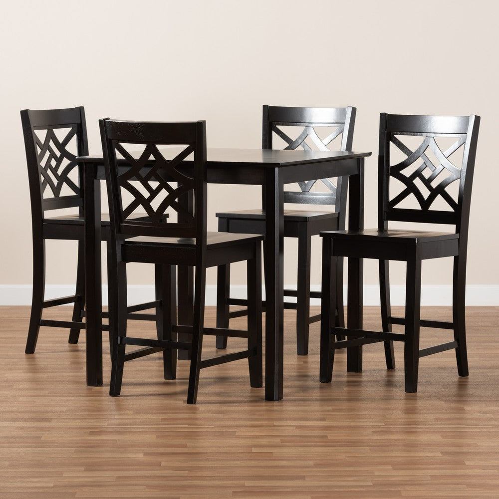 Baxton Studio - Nicolette Pub Set in Dark Brown - RH340P-Dark Brown-5PC Pub Set view 8