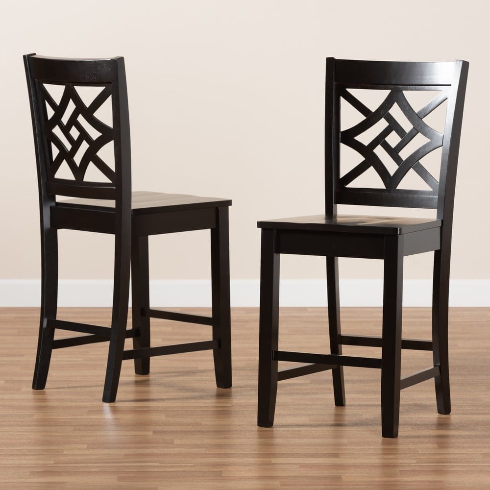 Baxton Studio - Nicolette Set of 2 Counter Stools in Dark Brown - RH340P-Dark Brown Wood Scoop Seat-PC view 7