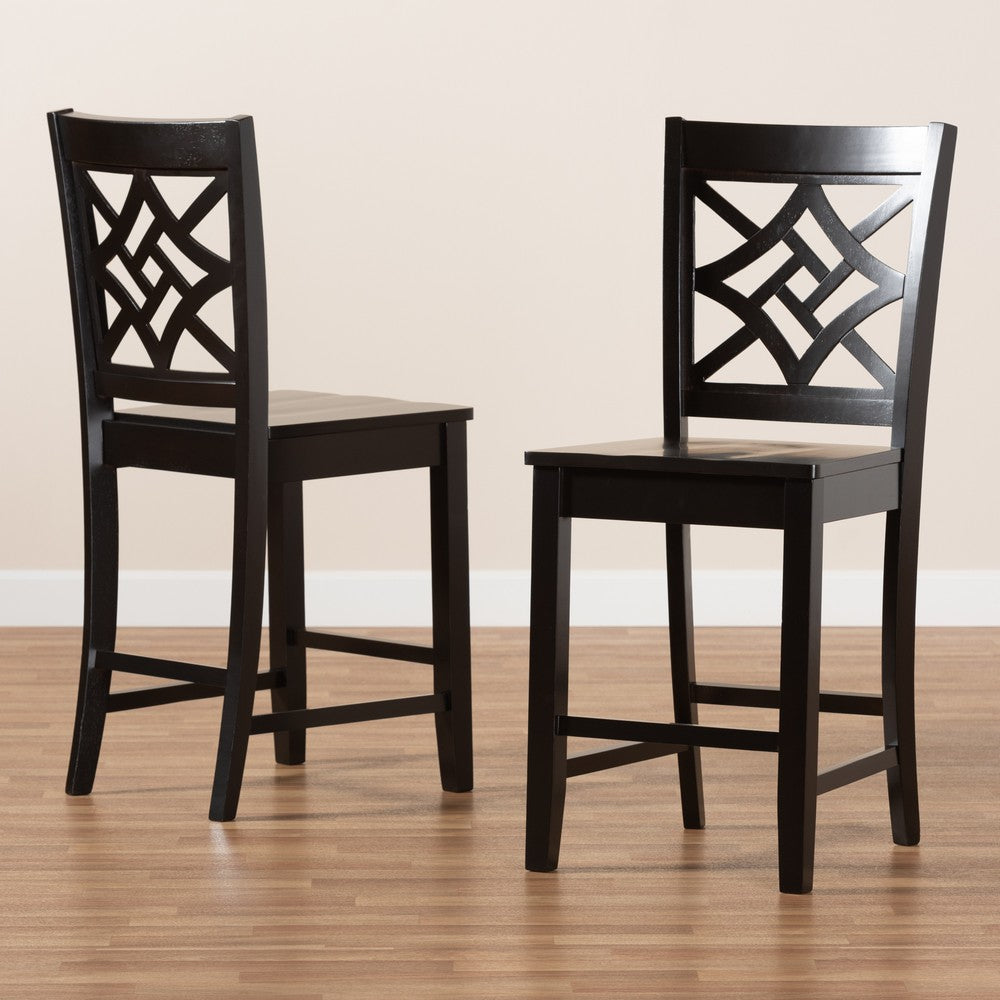 Baxton Studio - Nicolette Set of 2 Counter Stools in Dark Brown - RH340P-Dark Brown Wood Scoop Seat-PC view 7