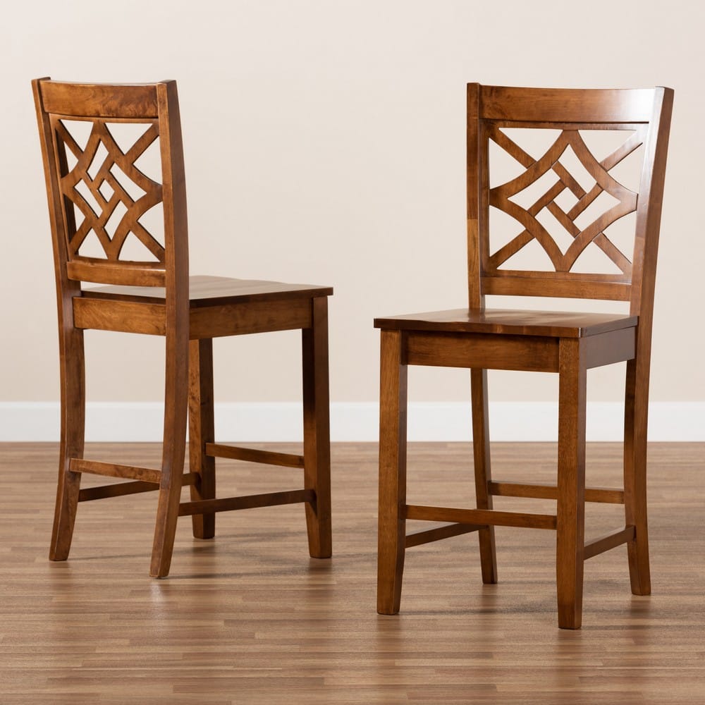 Baxton Studio - Nicolette Set of 2 Counter Stools in Walnut Brown - RH340P-Walnut Wood Scoop Seat-PC view 7