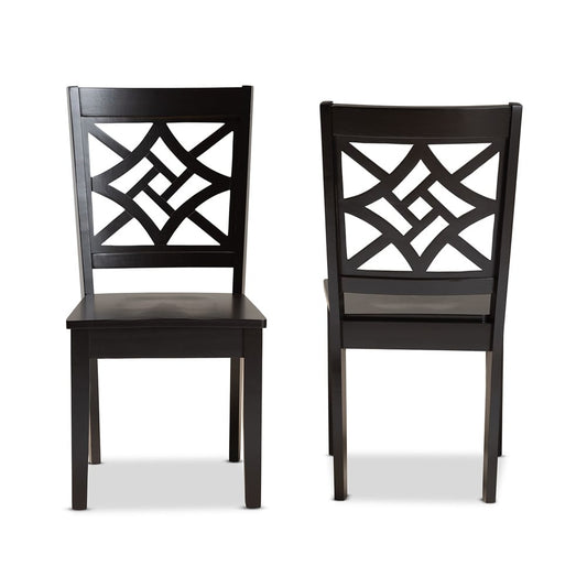 Baxton Studio - Nicolette Set of 2 Dining Chairs in Dark Brown - RH340C-Dark Brown Wood Scoop Seat-DC-2PK view 2