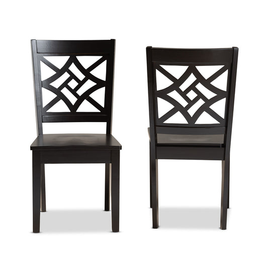 Baxton Studio - Nicolette Set of 2 Dining Chairs in Dark Brown - RH340C-Dark Brown Wood Scoop Seat-DC-2PK view 2