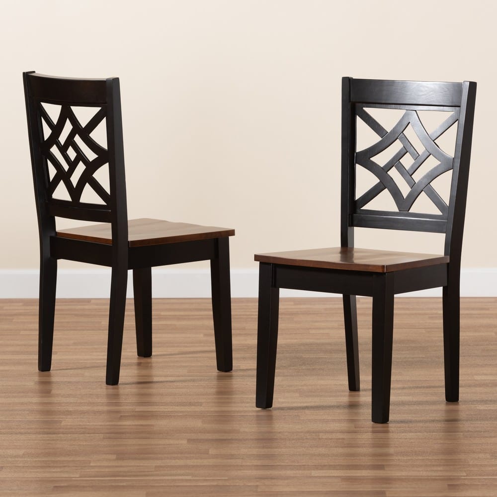 Baxton Studio - Nicolette Set of 2 Dining Chairs in Dark Brown/Walnut Brown - RH340C-Dark Brown/Walnut Wood Scoop Seat-DC-2PK view 7