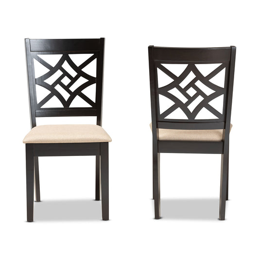 Baxton Studio - Nicolette Set of 2 Dining Chairs in Sand/Dark Brown - RH340C-Sand/Dark Brown-DC-2PK view 2