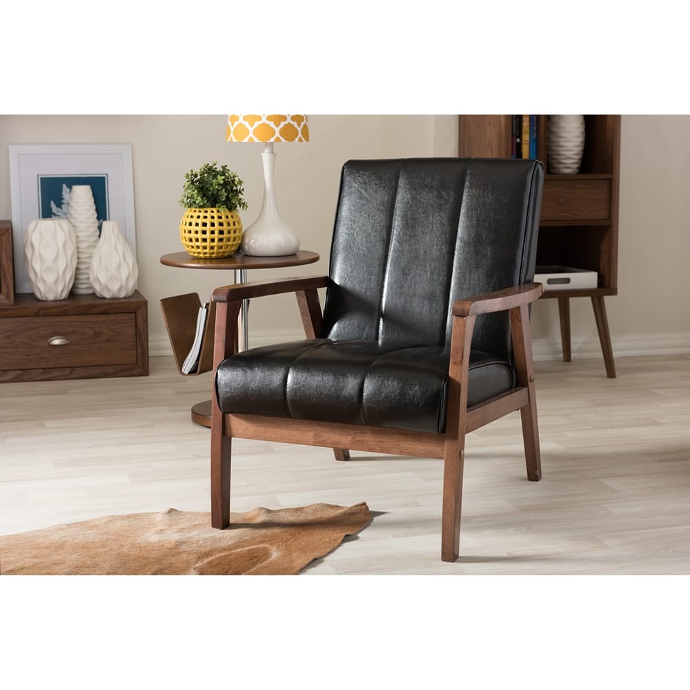 Baxton Studio - Nikko Living Room Chair in Black - BBT8011A2-Black Chair view 5