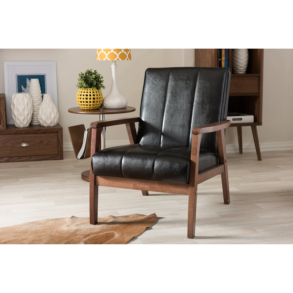 Baxton Studio - Nikko Living Room Chair in Black - BBT8011A2-Black Chair view 5
