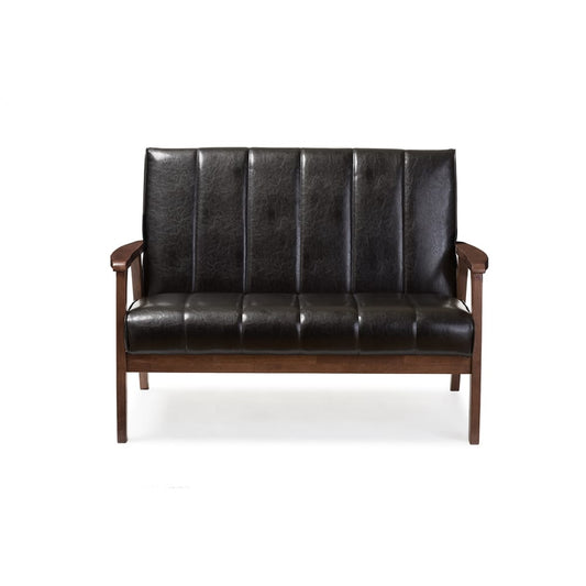 Baxton Studio - Nikko Loveseat in Black - BBT8011A2-Black Loveseat view 2