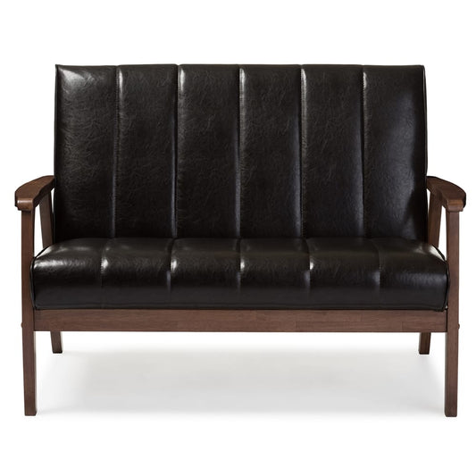 Baxton Studio - Nikko Loveseat in Dark Brown - BBT8011A2-Brown Loveseat view 2