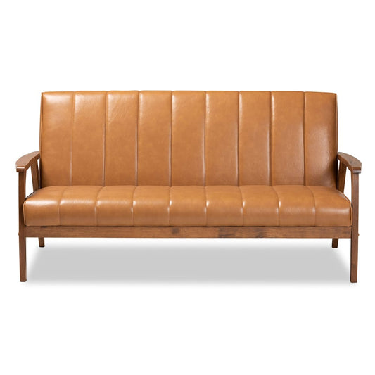 Baxton Studio - Nikko Sofa in Tan/walnut brown - BBT8011A2-Tan Sofa view 2