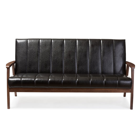 Baxton Studio - Nikko Sofa Set in Black - BBT8011A2-Black 3PC Set view 2