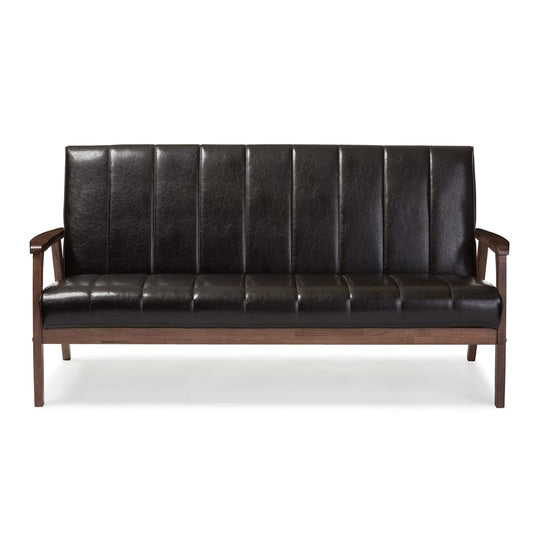 Baxton Studio - Nikko Sofa Set in Dark Brown - BBT8011A2-Brown 3PC Set view 2