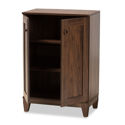 Baxton Studio - Nissa Shoe Cabinet in Walnut Brown - MPC8017-Walnut-Shoe Cabinet view 2