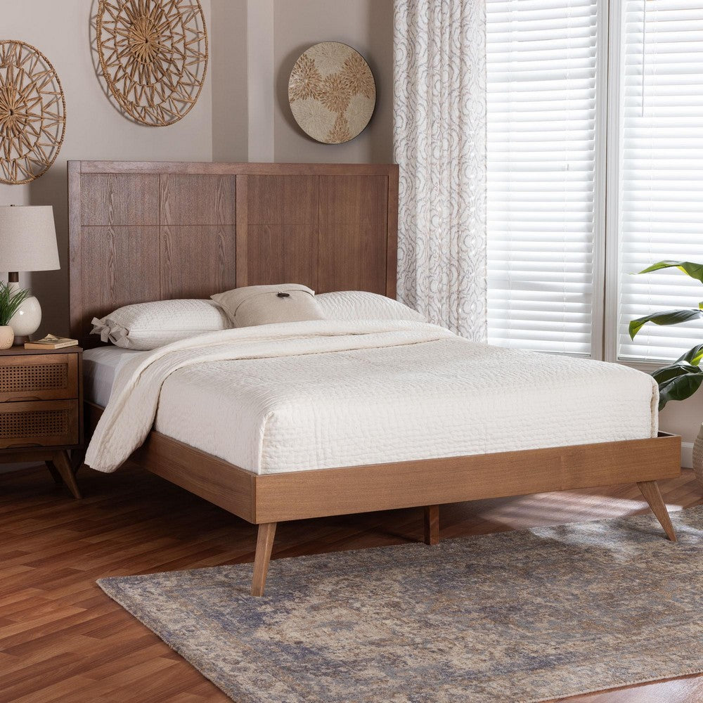 Baxton Studio - Noela King Bed w/ Headboard in Ash Walnut - Noela-Ash Walnut-King view 7