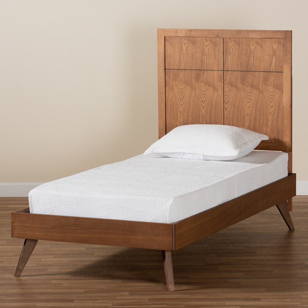 Baxton Studio - Noela Twin Size Bed in Walnut Brown - Noela-Ash Walnut-Twin view 7
