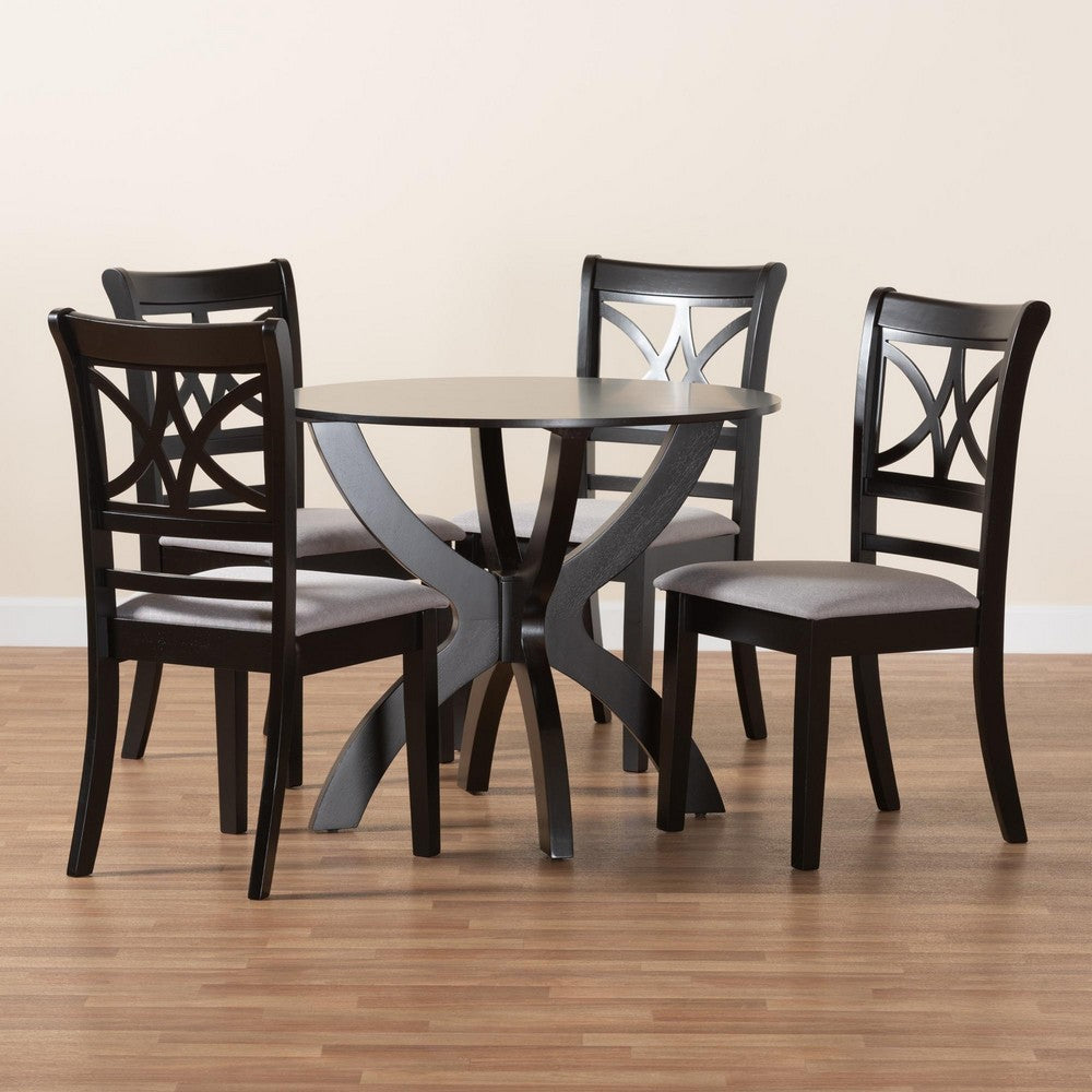 Baxton Studio - Noemi Dining Set in Grey/Dark Brown - Noemi-Grey/Dark Brown-5PC Dining Set view 9