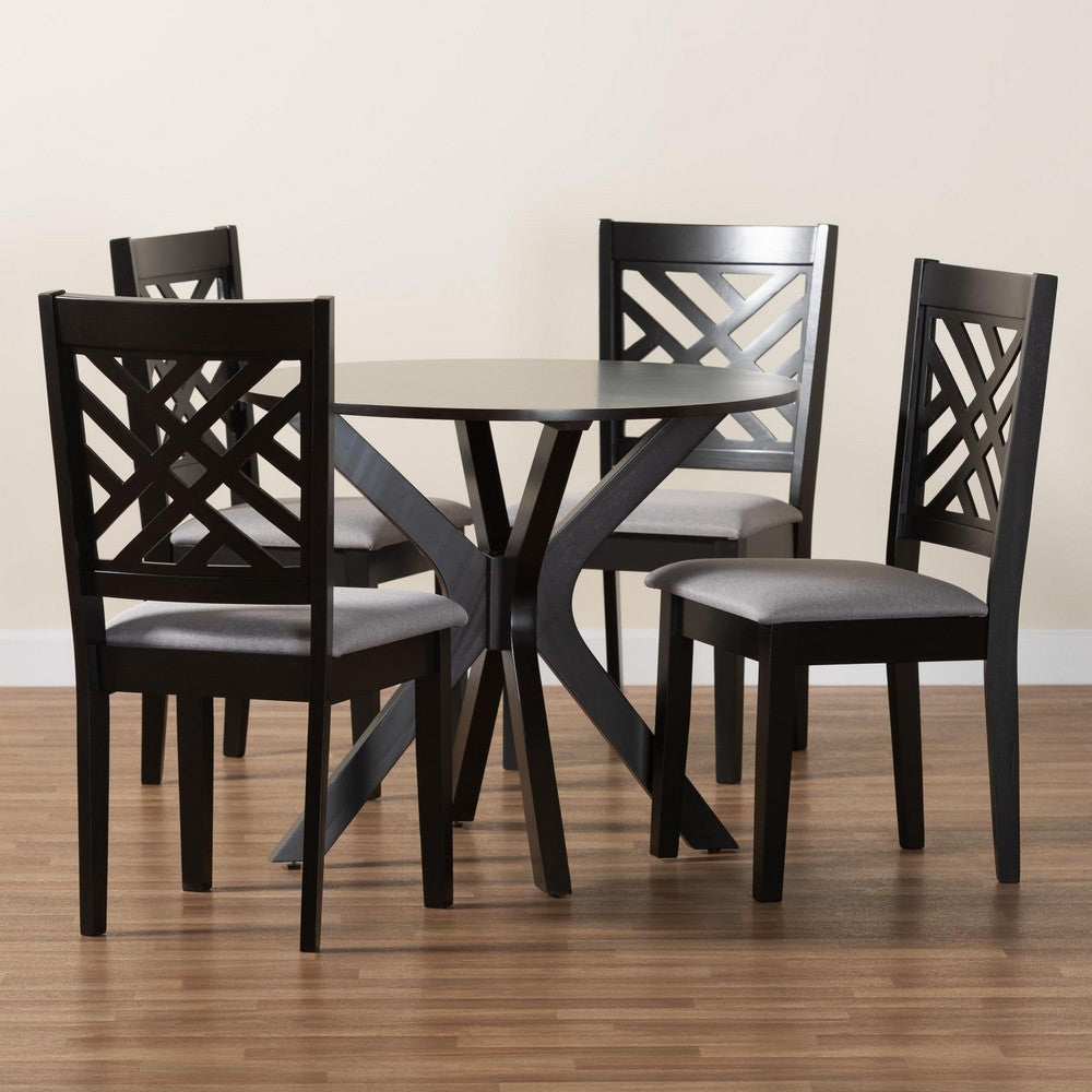 Baxton Studio - Norah Dining Set in Light Grey/Dark Brown - Norah-Grey/Dark Brown-5PC Dining Set view 9