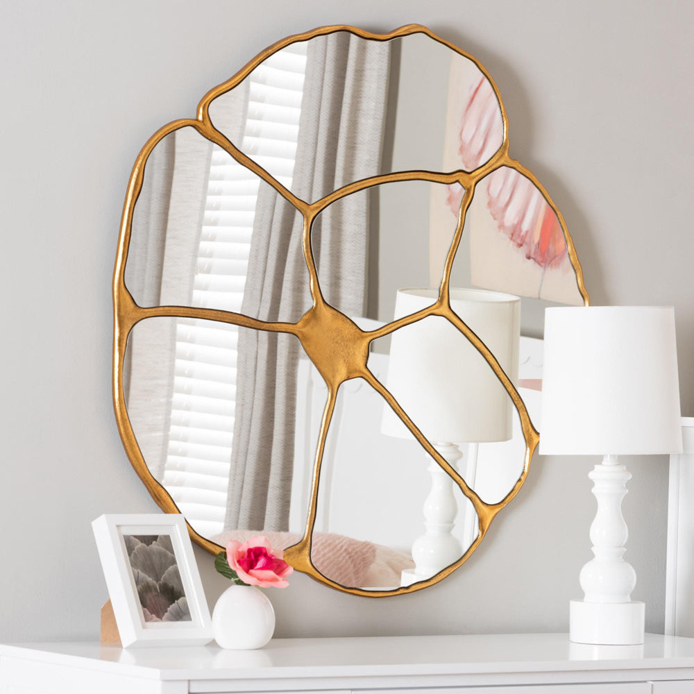 Baxton Studio - Novia Mirror in Antique Goldleaf - RXW-10958-Wall Mirror view 3