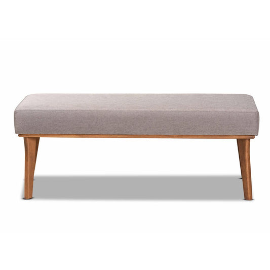 Baxton Studio - Odessa Dining Bench in Grey/walnut brown - BBT8054-Grey/Walnut-Bench view 2