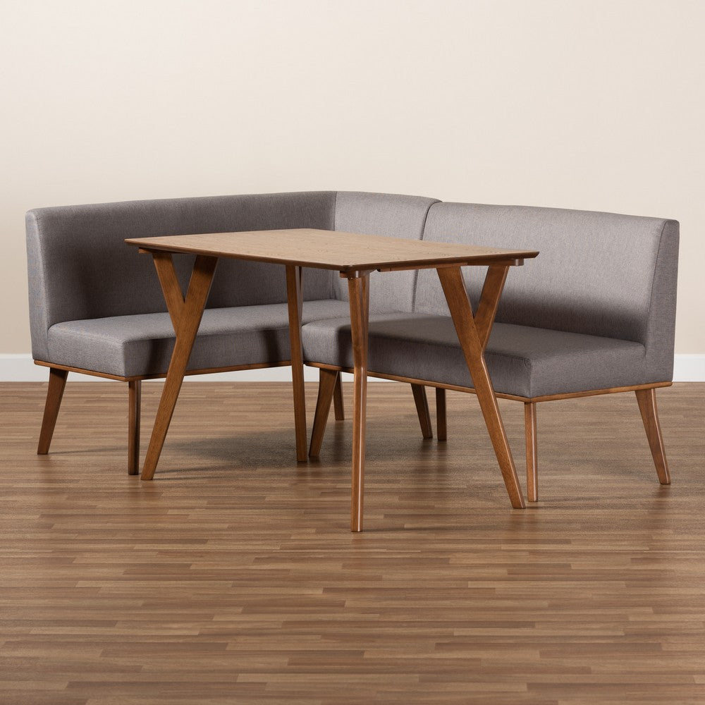 Baxton Studio - Odessa Dining Set in Grey/walnut brown - BBT8054-Grey/Walnut-3PC Dining Nook Set view 9