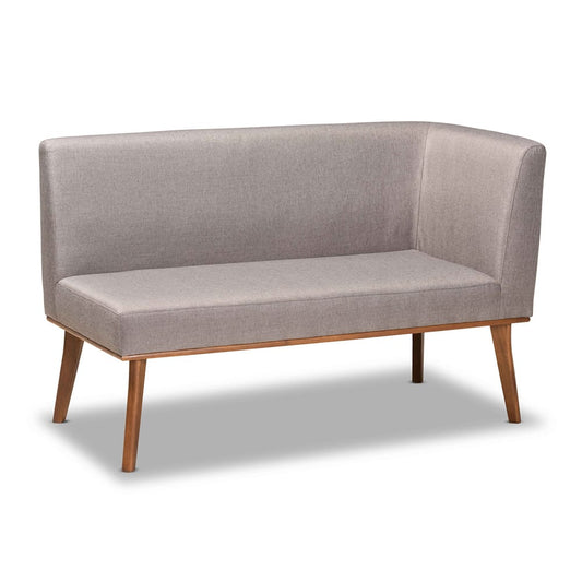 Baxton Studio - Odessa Dining Sofa Bench in Grey/walnut brown - BBT8054-Grey/Walnut-2PC SF Bench view 2