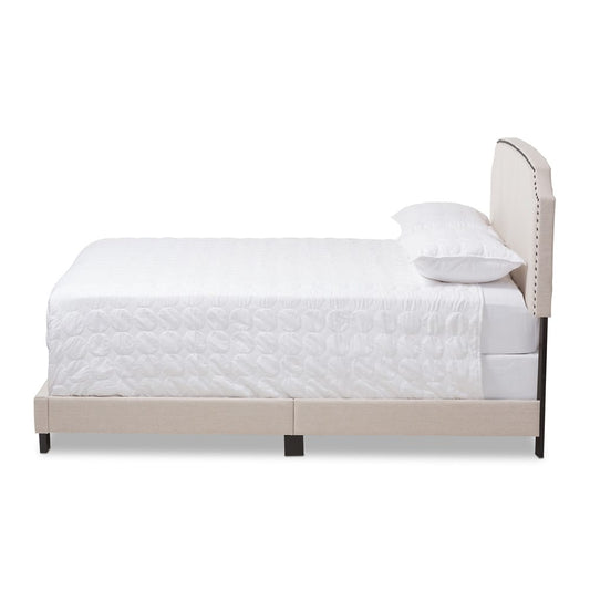 Baxton Studio - Odette Queen Size Bed in Light Beige - CF8747-S-Light Beige-Queen view 2