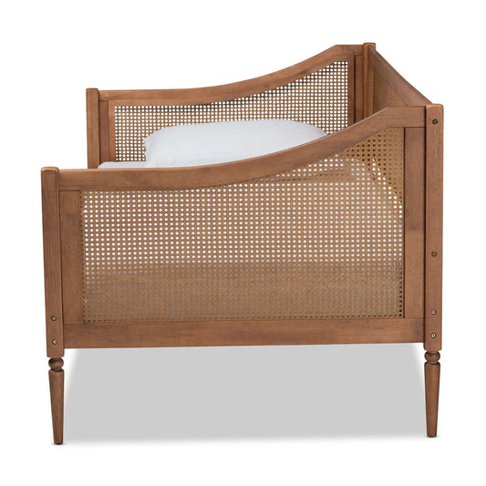 Baxton Studio - Ogden Twin Size Daybed in Walnut Brown - MG0074-Rattan/Walnut-Daybed view 2
