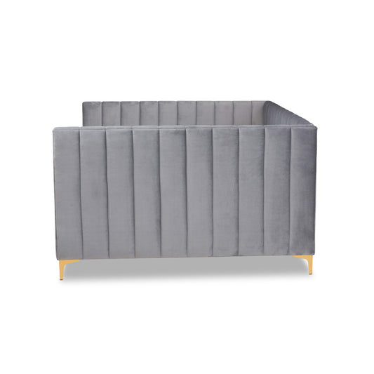 Baxton Studio - Oksana Full Size Daybed in Light grey/Gold - CF0344-Light Grey Daybed-Full view 2